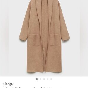 Mango Women's Oversized Cozy Tan knit Sweater Coat